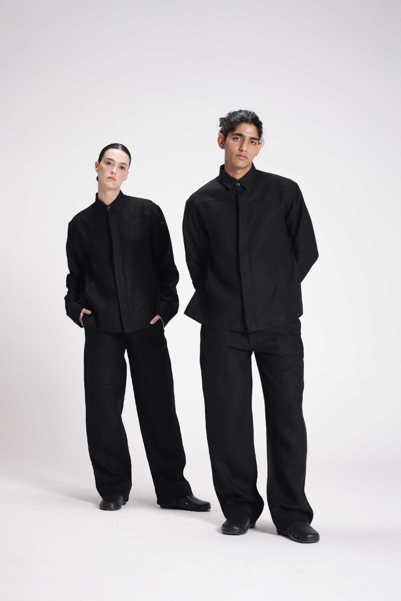 Linen Shirt with Patch Pockets linen by Turn Black in black color for women Worldwide
