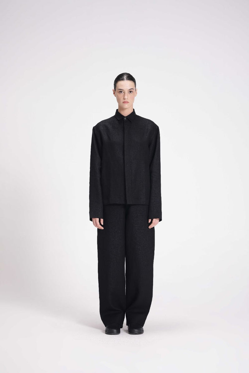 Linen Shirt with Patch Pockets linen by Turn Black in black color for women Worldwide