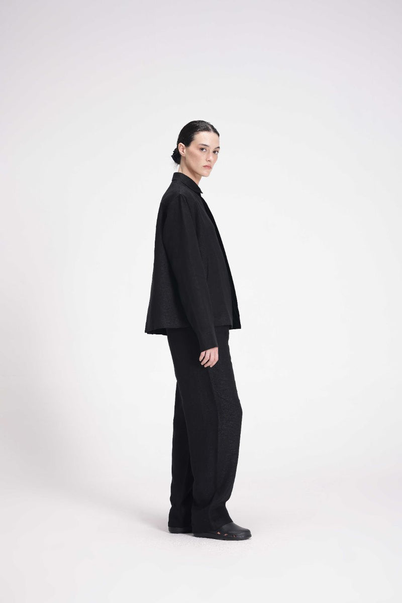 Linen Shirt with Patch Pockets linen by Turn Black in black color for women Worldwide