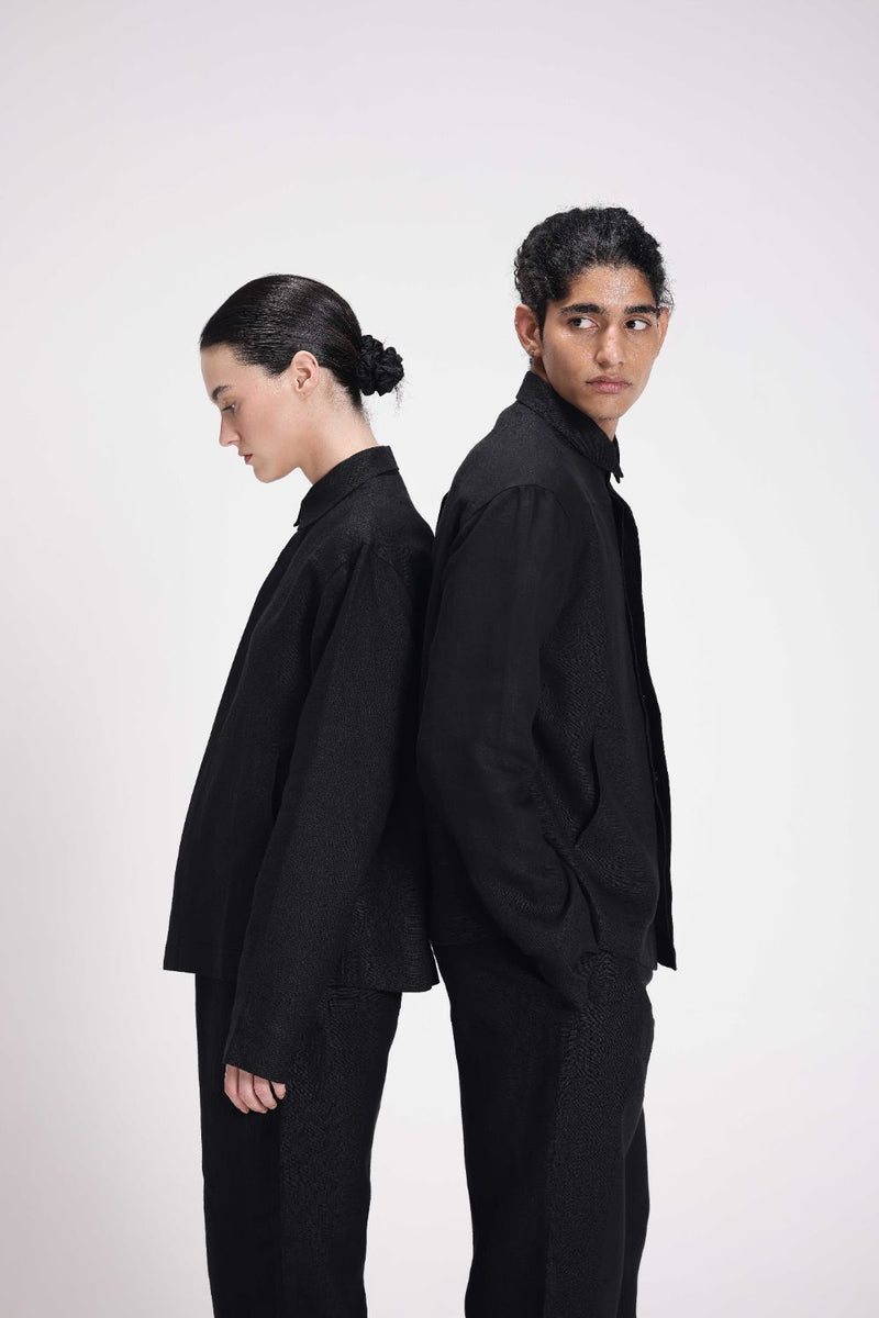 Linen Shirt with Patch Pockets linen by Turn Black in black color for women Worldwide