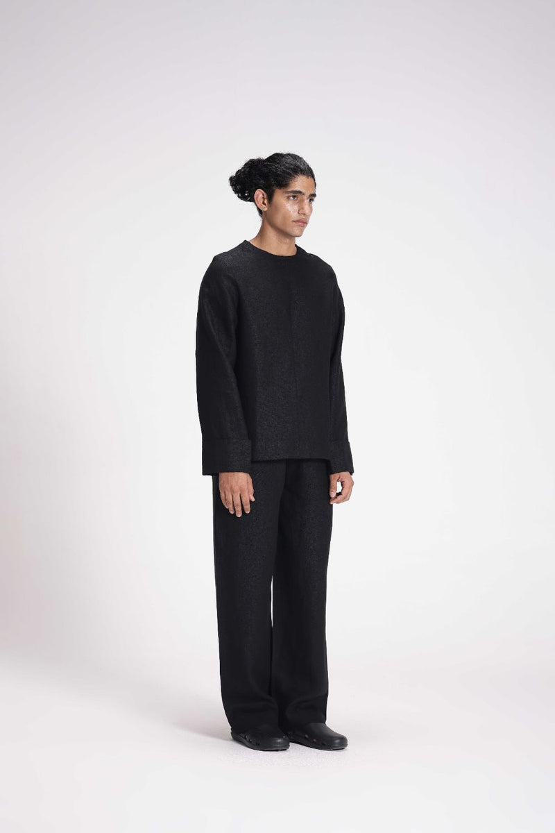 Linen Full-Sleeve Top linen by Turn Black in black color for women Worldwide