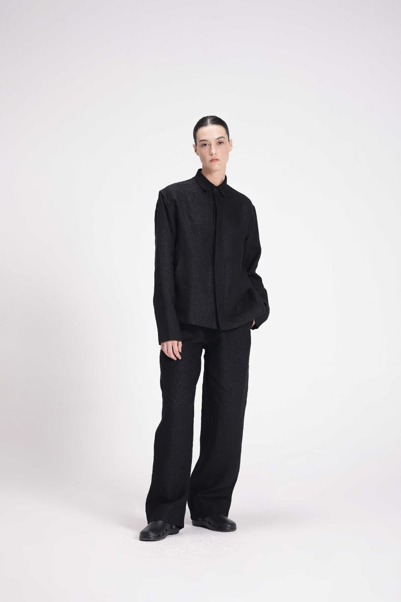 Linen Mid-Rise Straight Pants linen by Turn Black in black color for women Worldwide