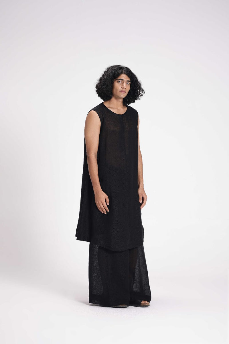 Sheer Slip Dress linen by Turn Black in black color for women Worldwide