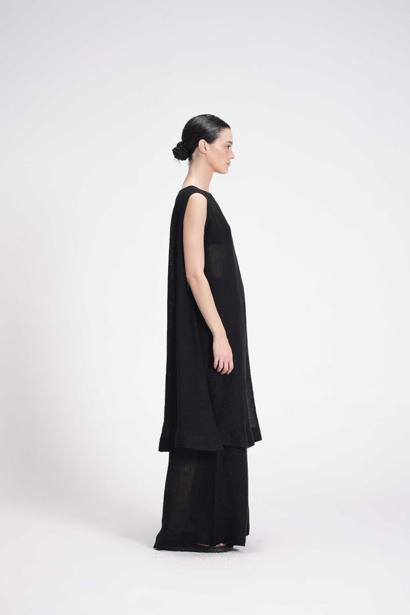 Sheer Slip Dress linen by Turn Black in black color for women Worldwide