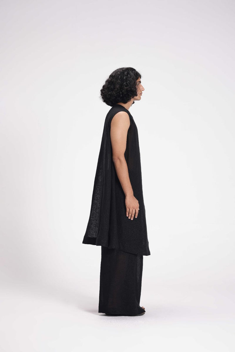 Sheer Slip Dress linen by Turn Black in black color for women Worldwide