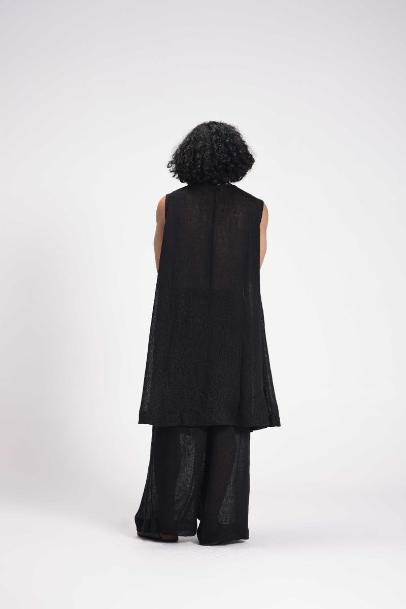 Sheer Slip Dress linen by Turn Black in black color for women Worldwide