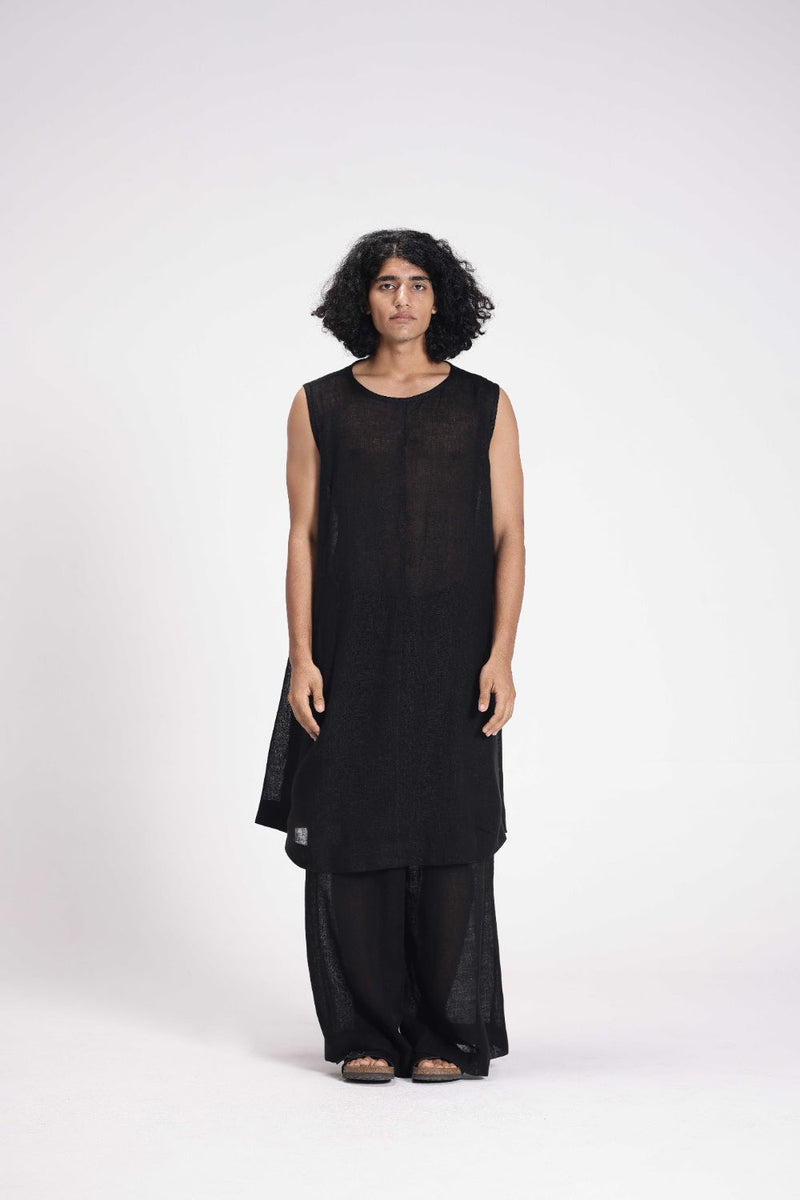 Sheer Slip Dress linen by Turn Black in black color for women Worldwide
