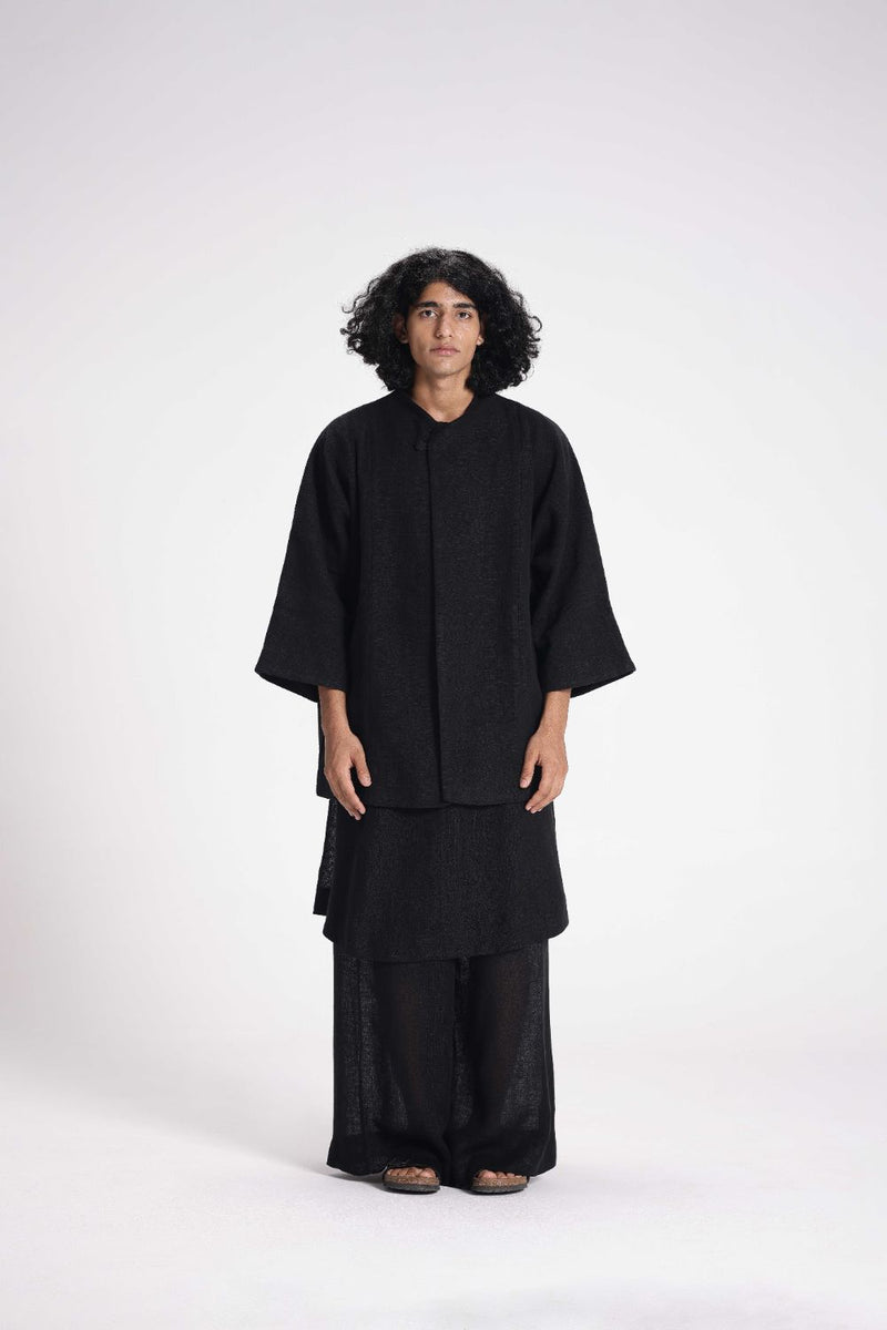 Chenille Full Sleeve Jacket linen by Turn Black in black color for women Worldwide