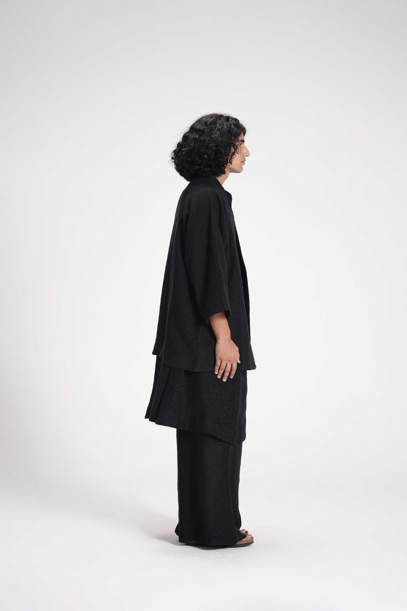 Chenille Full Sleeve Jacket linen by Turn Black in black color for women Worldwide