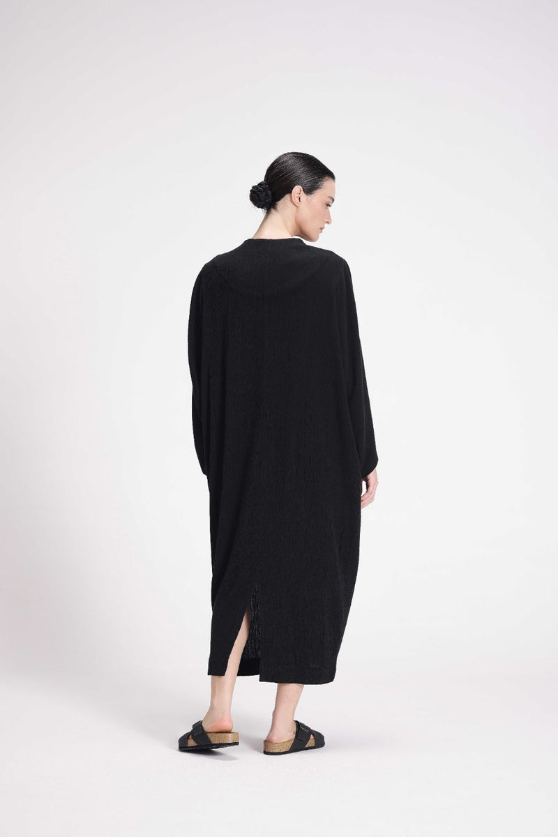 Textured Full Sleeve Tunic cotton by Turn Black in black color for women Worldwide