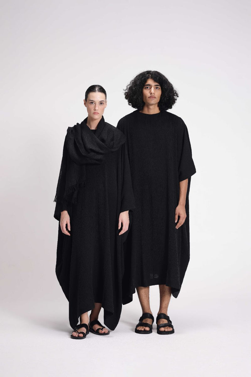 Textured Kaftan cotton by Turn Black in black color for women Worldwide