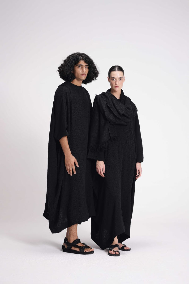 Textured Kaftan cotton by Turn Black in black color for women Worldwide