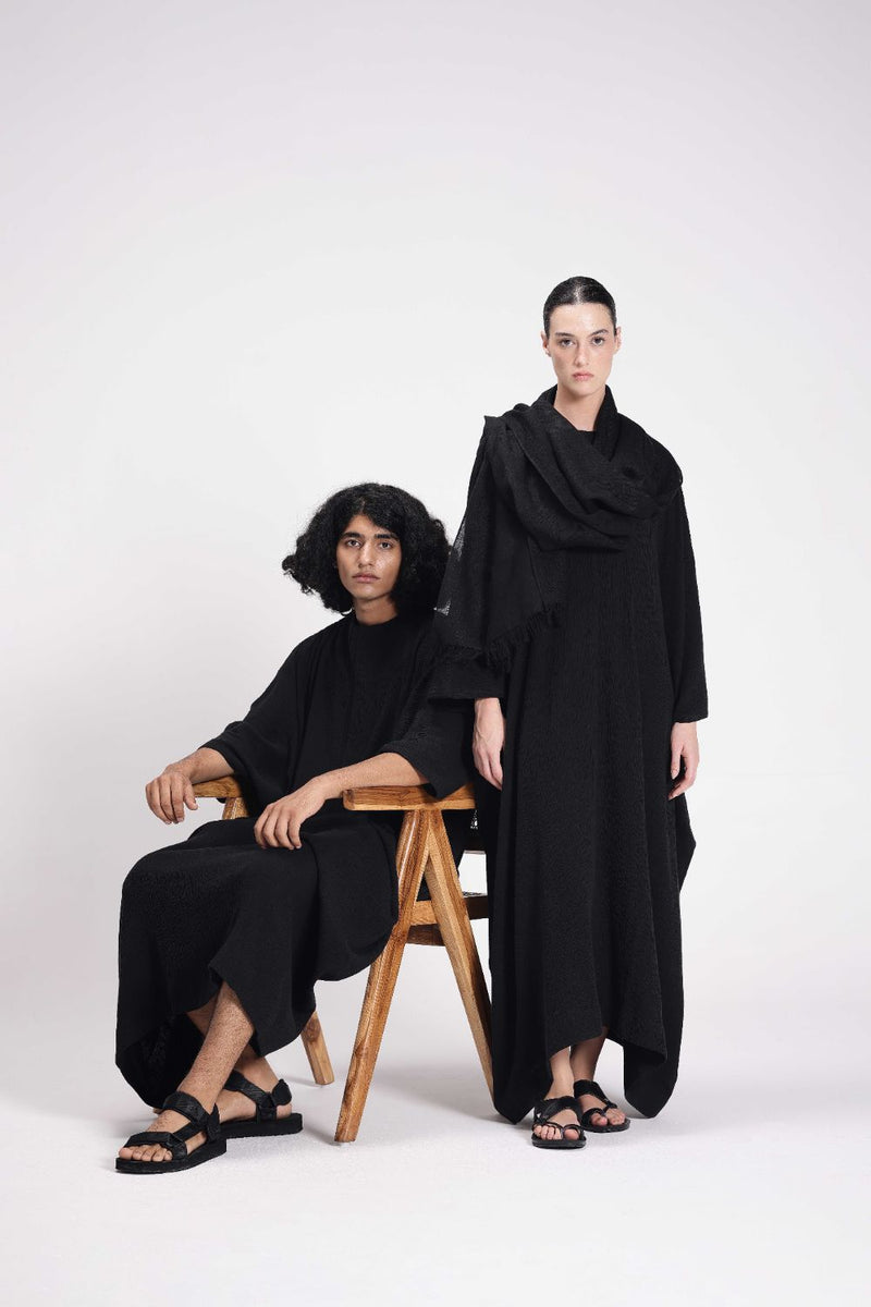 Textured Kaftan cotton by Turn Black in black color for women Worldwide