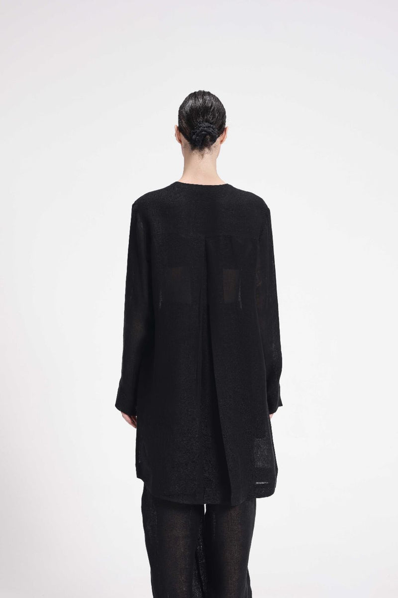 Sheer Tunic and Pant Co-ord Set linen by Turn Black in black color for women Worldwide