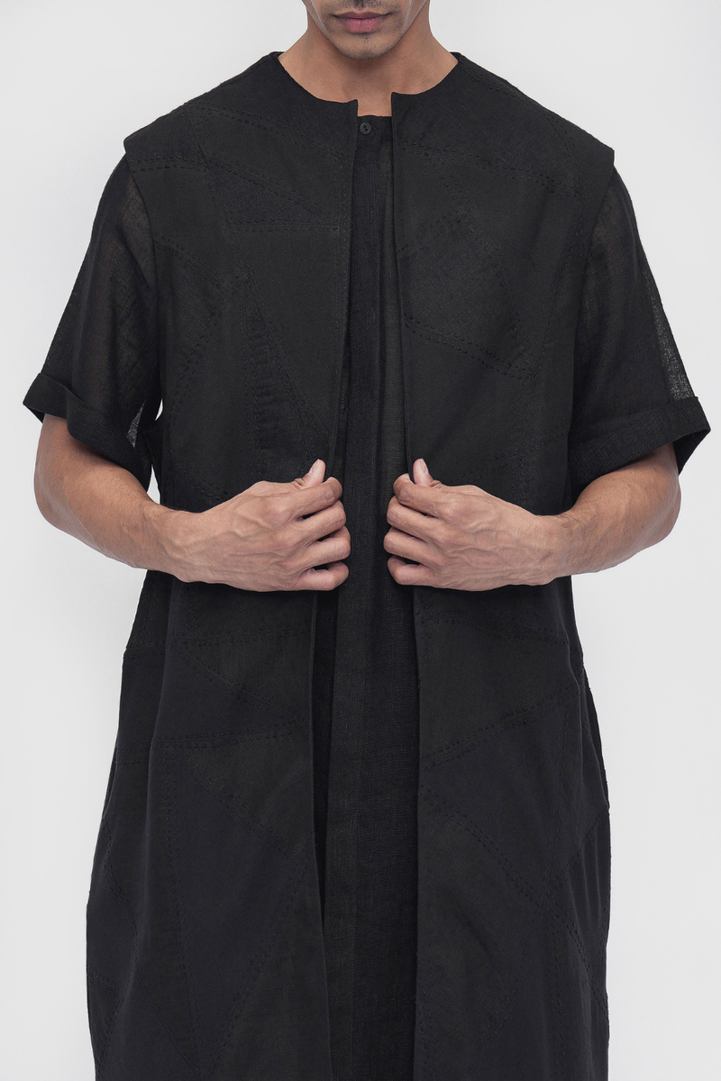 Thagpa Patchwork Overlay cotton by Turn Black in black color for women Worldwide