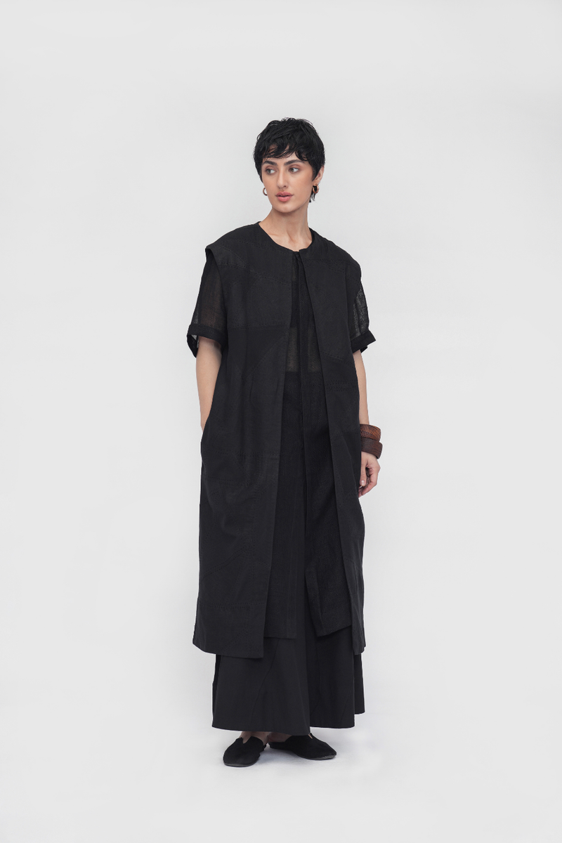 Thagpa Patchwork Overlay cotton by Turn Black in black color for women Worldwide