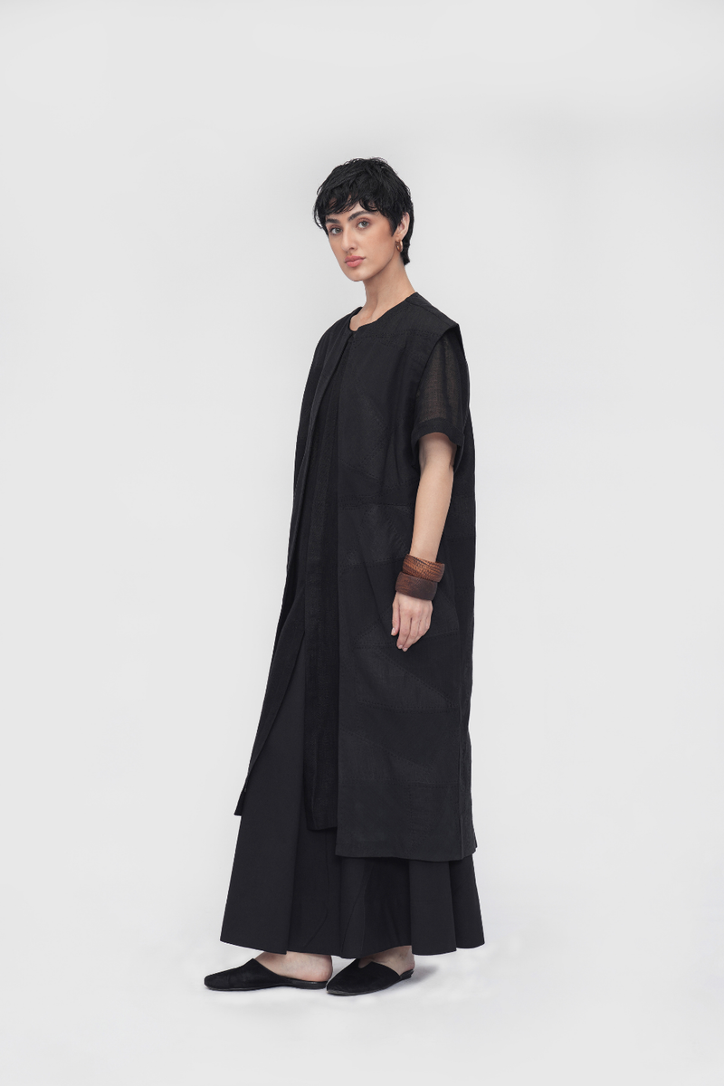 Thagpa Patchwork Overlay cotton by Turn Black in black color for women Worldwide