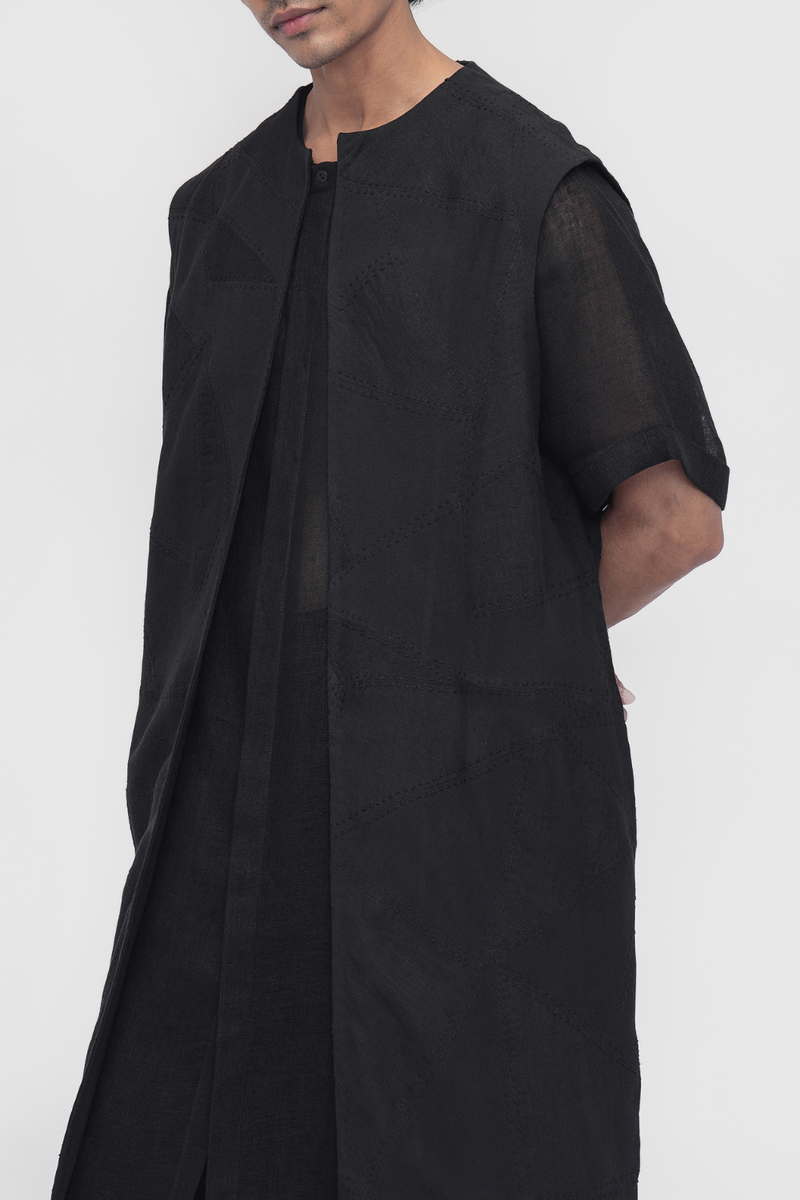 Thagpa Patchwork Overlay cotton by Turn Black in black color for women Worldwide