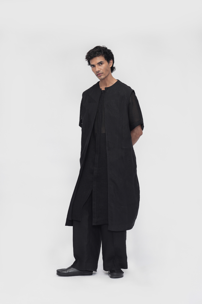 Thagpa Patchwork Overlay cotton by Turn Black in black color for women Worldwide