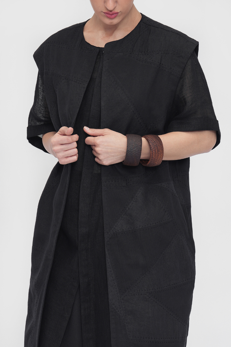 Thagpa Patchwork Overlay cotton by Turn Black in black color for women Worldwide