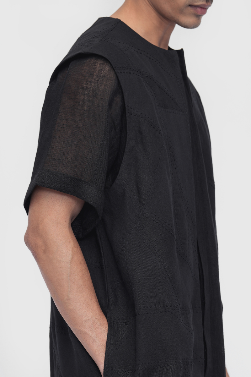 Thagpa Patchwork Overlay cotton by Turn Black in black color for women Worldwide