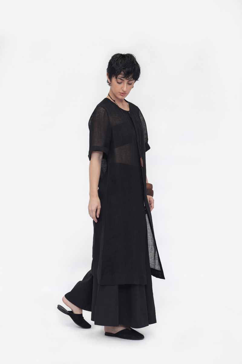 Nyima Tunic linen by Turn Black in black color for women Worldwide
