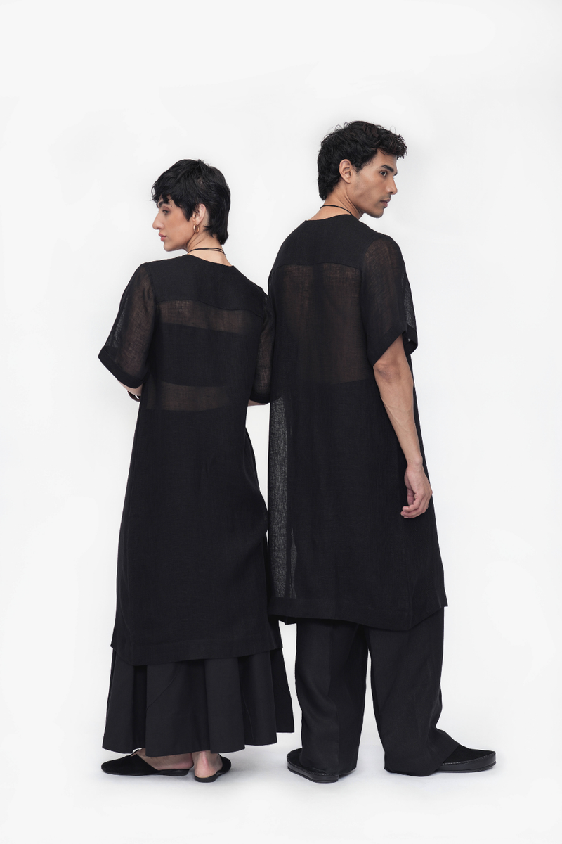 Nyima Tunic linen by Turn Black in black color for women Worldwide