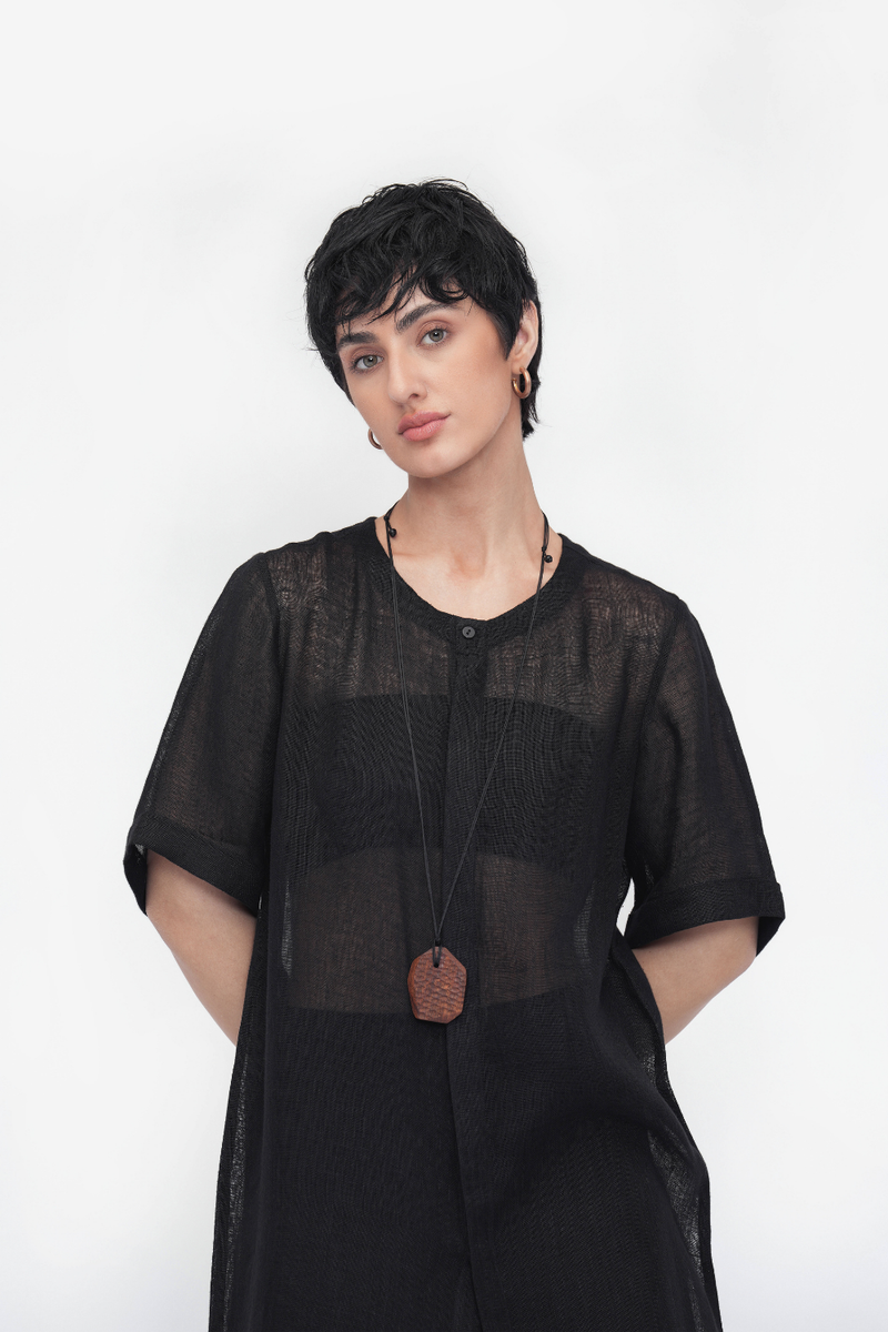 Nyima Tunic linen by Turn Black in black color for women Worldwide