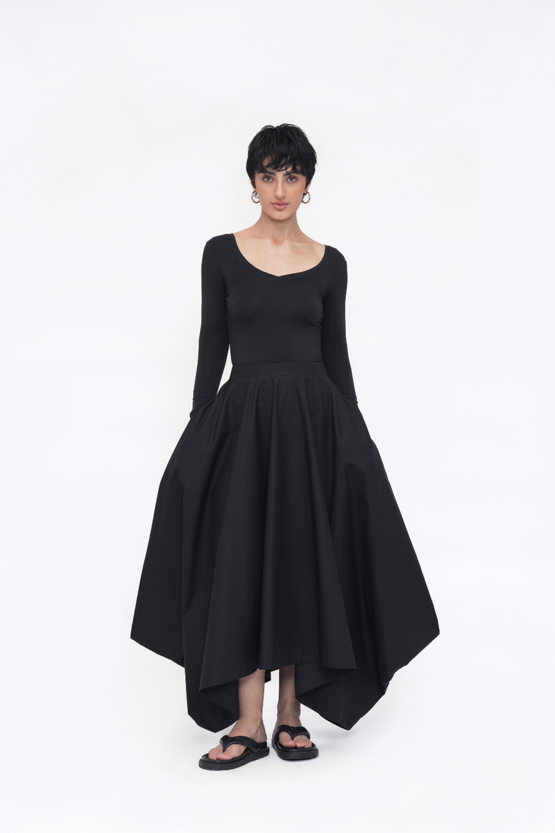 Zema Skirt poplin by Turn Black in black color for women Worldwide