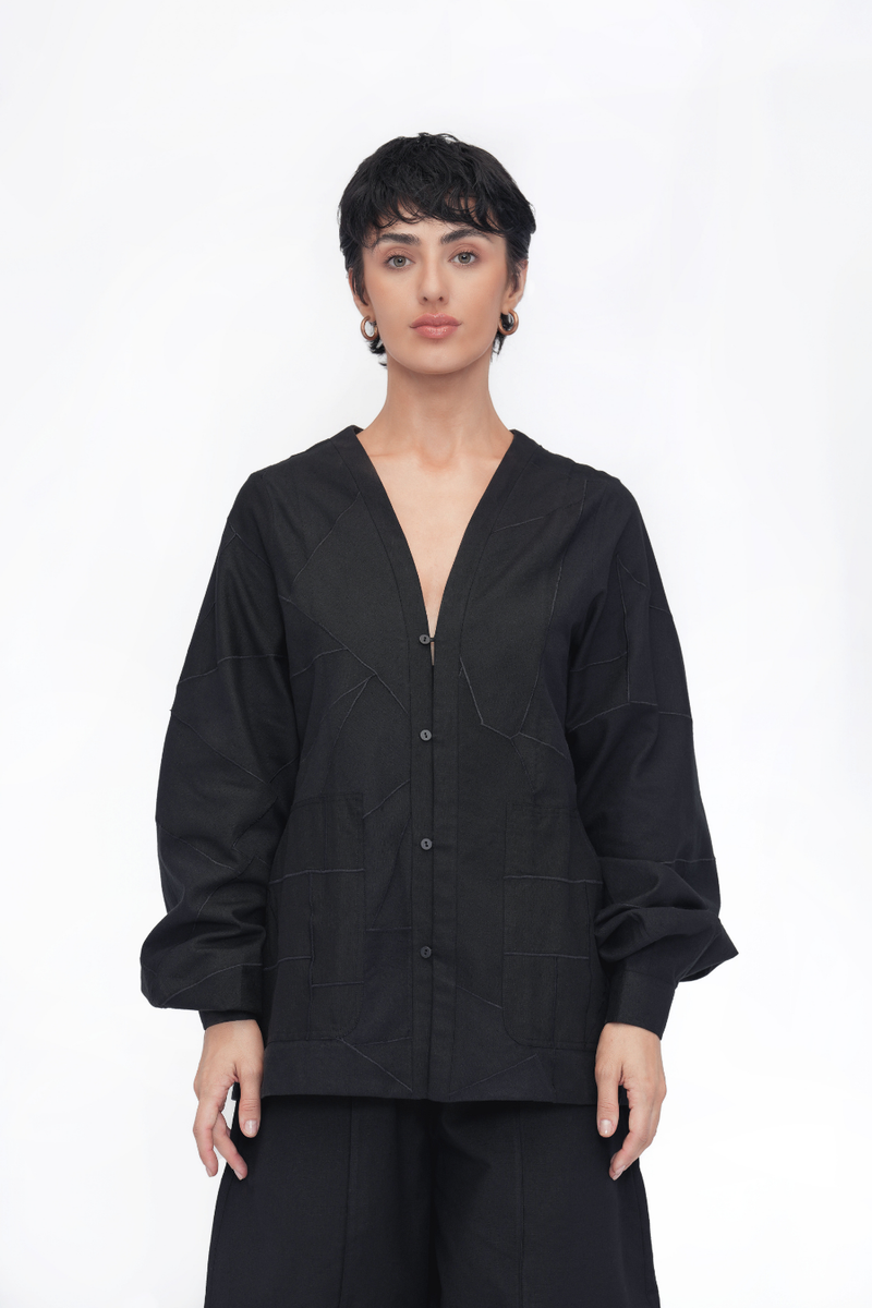 Shingka Overlay | Shirt cotton by Turn Black in black color for women Worldwide