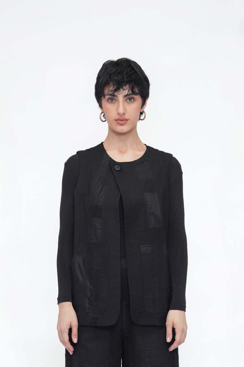 Rigpa Vest Outerwear patchwork by Turn Black in black color for women Worldwide