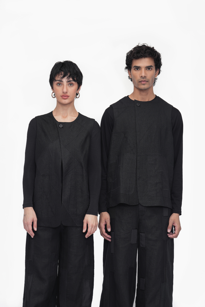 Zepa Vest Outerwear linen by Turn Black in black color for women Worldwide