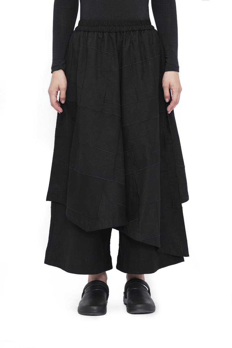 Na-Mi Pant | Assymetric Skirt cotton by Turn Black in black color for women Worldwide