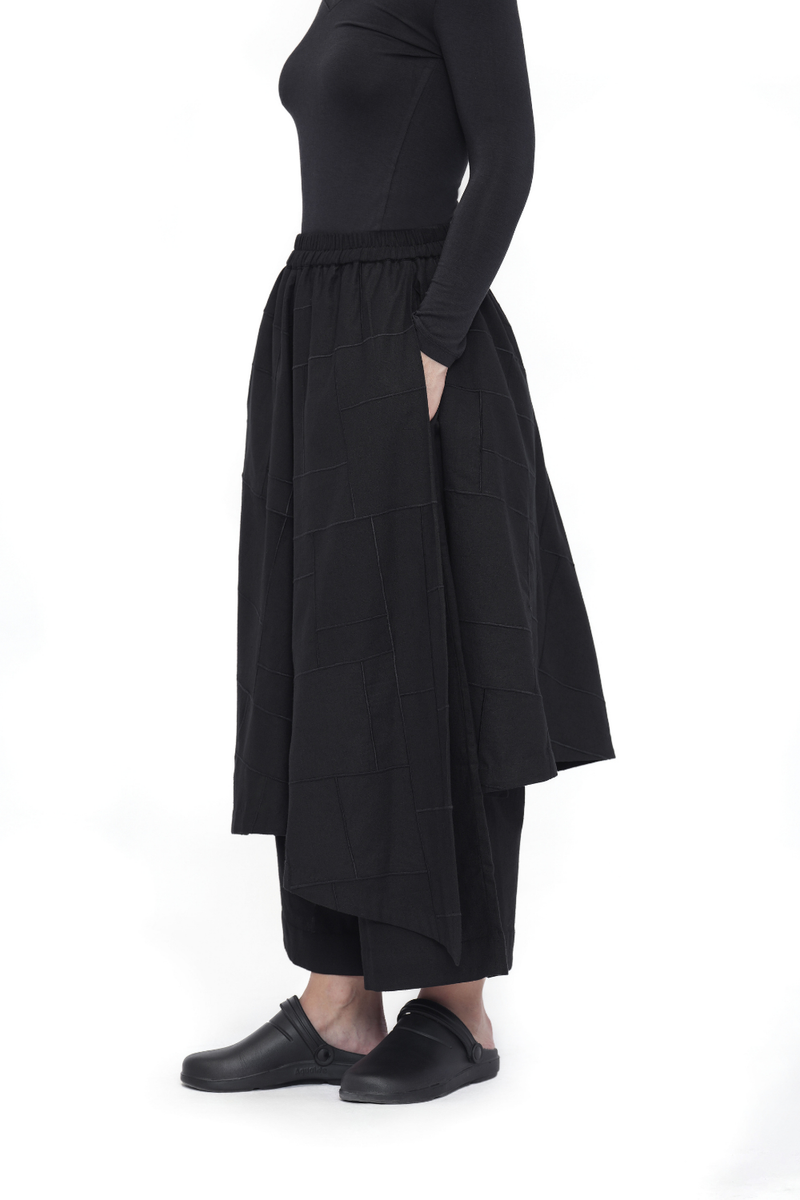 Na-Mi Pant | Assymetric Skirt cotton by Turn Black in black color for women Worldwide