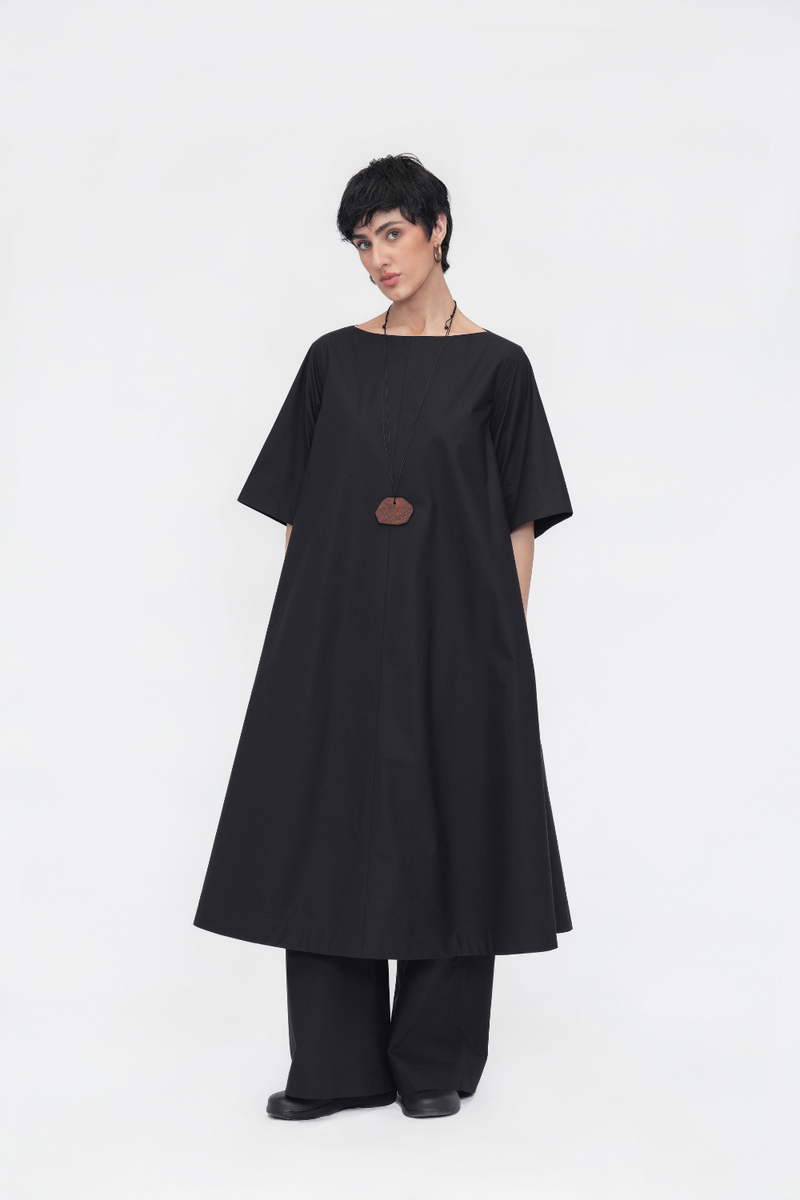 Rime Dress poplin by Turn Black in black color for women Worldwide