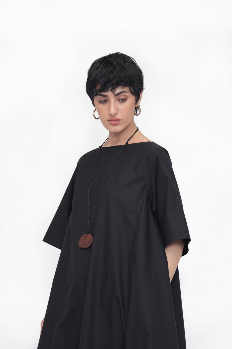 Rime Dress poplin by Turn Black in black color for women Worldwide