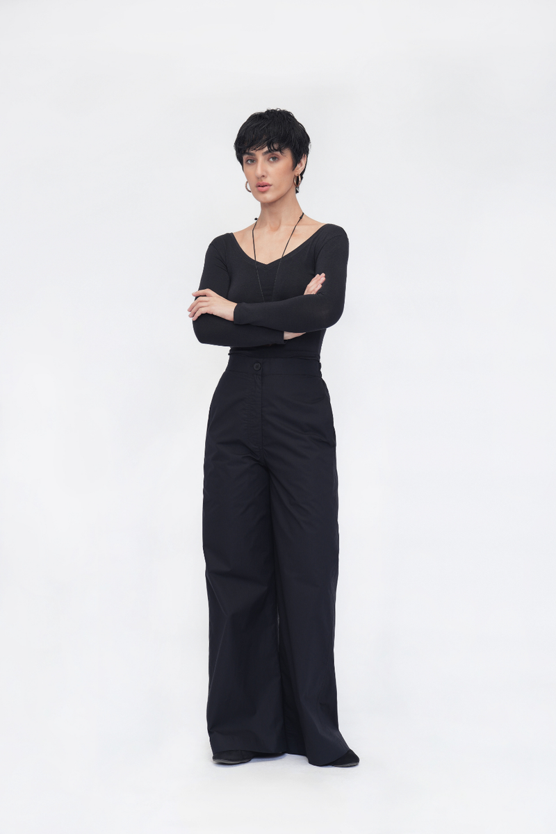 Sangmo Straight Pants poplin by Turn Black in black color for women Worldwide
