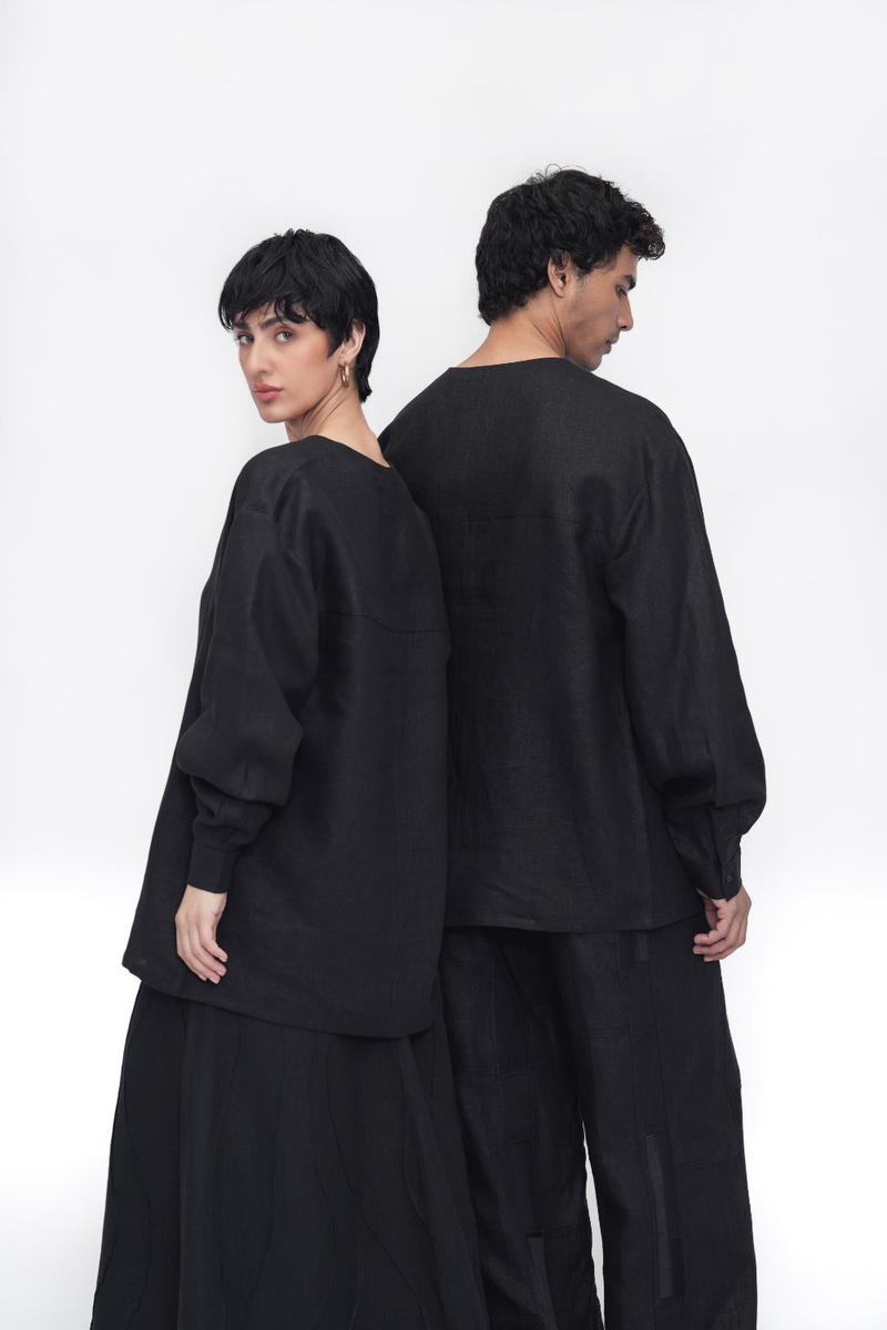 Jampa Top linen by Turn Black in black color for women Worldwide