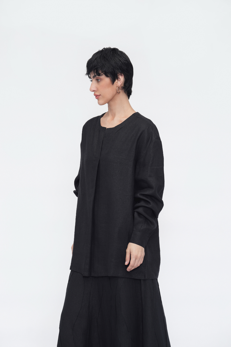 Jampa Top linen by Turn Black in black color for women Worldwide