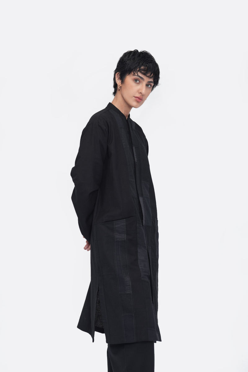 Ema Kurta patchwork by Turn Black in black color for women Worldwide