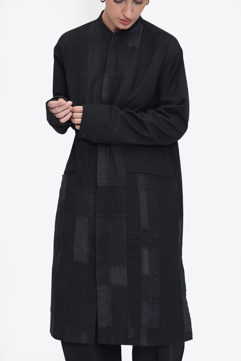 Ema Kurta patchwork by Turn Black in black color for women Worldwide