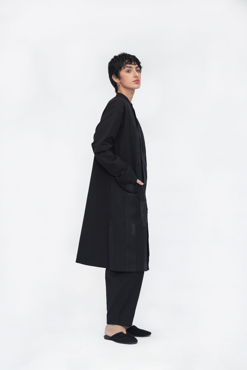 Ema Kurta patchwork by Turn Black in black color for women Worldwide