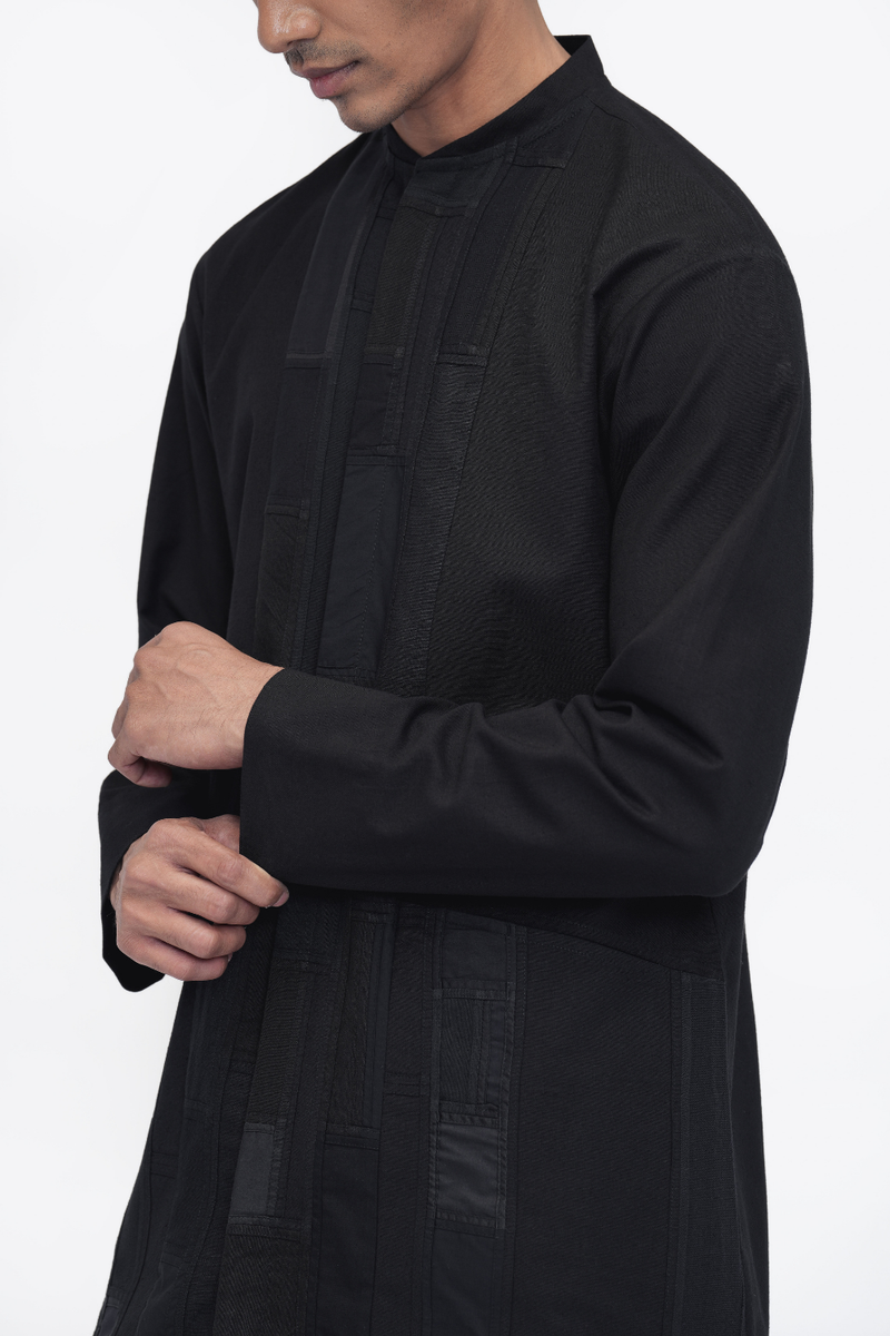 Ema Kurta patchwork by Turn Black in black color for women Worldwide