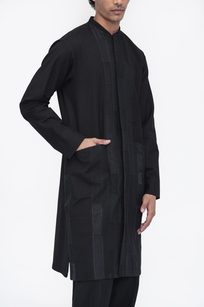 Ema Kurta patchwork by Turn Black in black color for women Worldwide