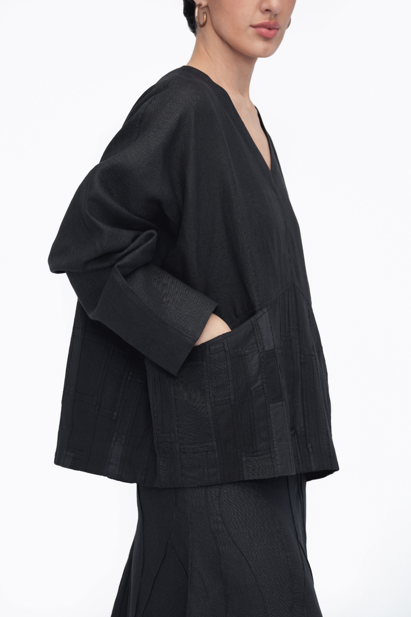 Palmo Top patchwork by Turn Black in black color for women Worldwide