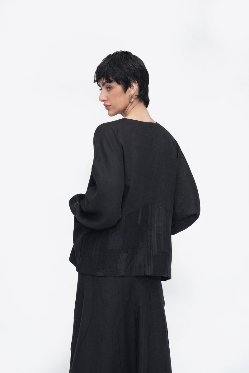 Palmo Top patchwork by Turn Black in black color for women Worldwide