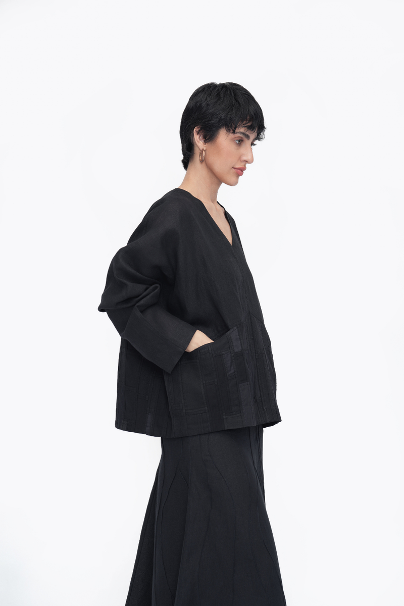 Palmo Top patchwork by Turn Black in black color for women Worldwide