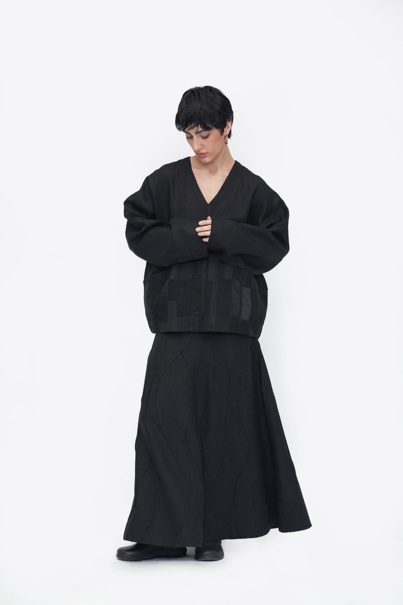 Palmo Top patchwork by Turn Black in black color for women Worldwide
