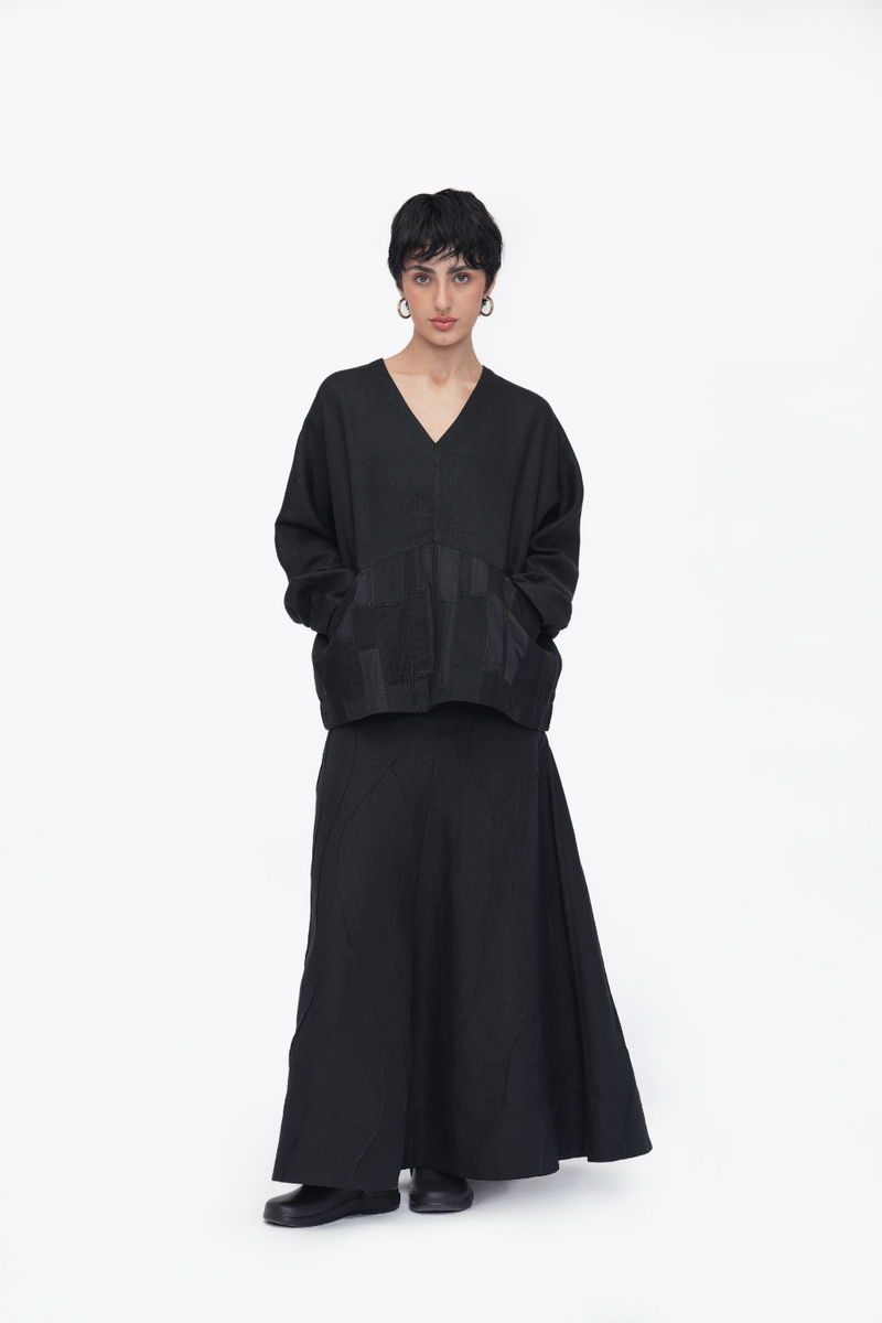 Palmo Top patchwork by Turn Black in black color for women Worldwide