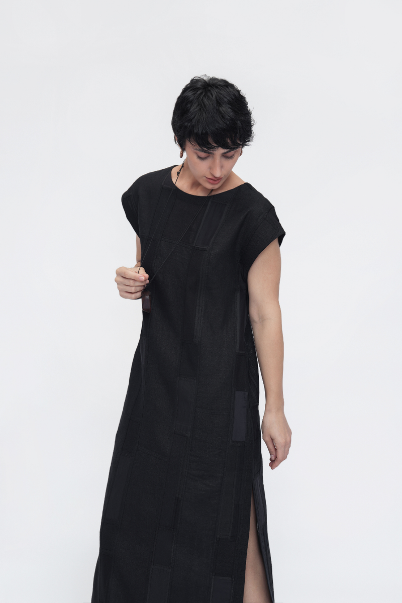 Dalha Dress patchwork by Turn Black in black color for women Worldwide